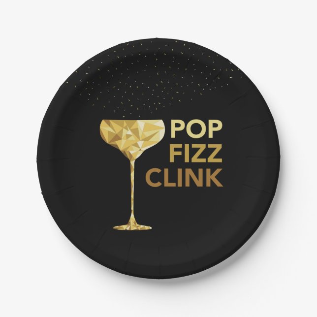 Champagne New Year Paper Plates (Front)