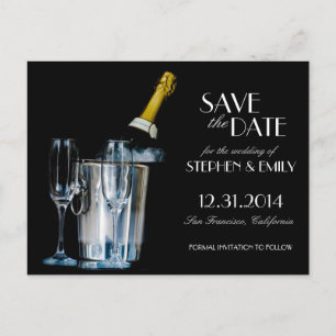 Champagne New Years Eve Formal Save the Date Announcement Postcard