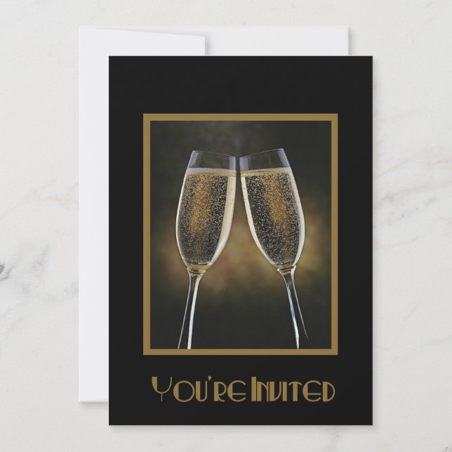 Champagne New Year's Eve Party Invitation (Back)