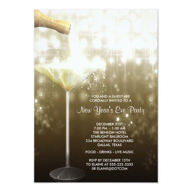Champagne New Years Eve Party Invitations