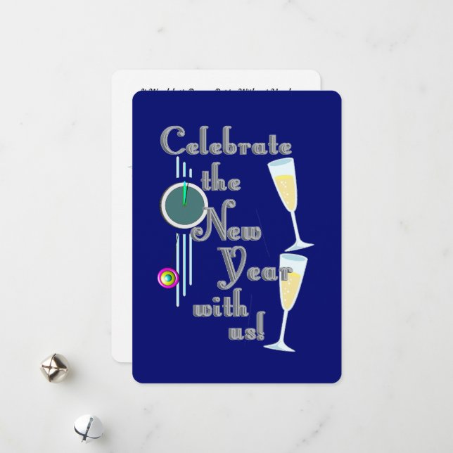 Champagne New Years   Holiday Card (Front/Back In Situ)