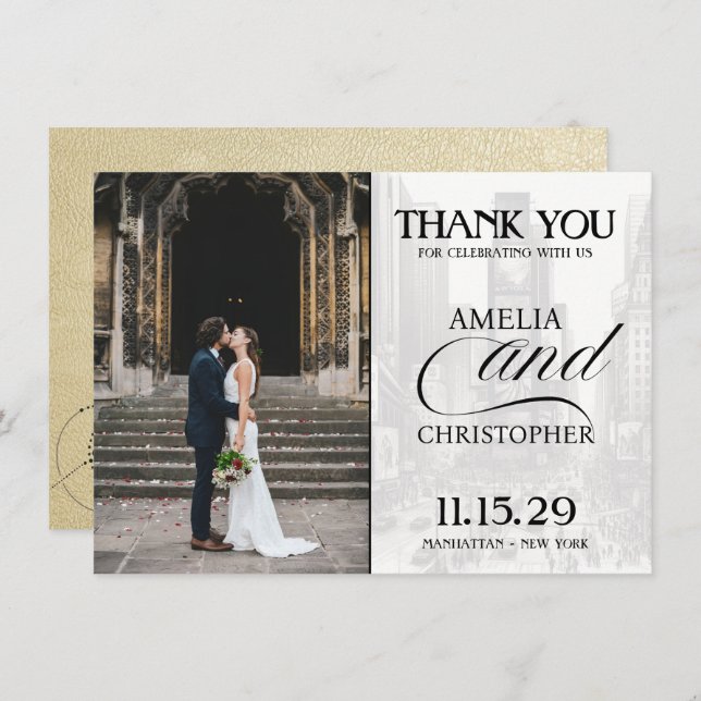 Champagne New York City Passport Thank You Card (Front/Back)