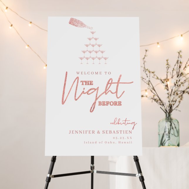 Champagne Night Before Rehearsal Dinner Welcome Foam Board (In Situ (Stand))