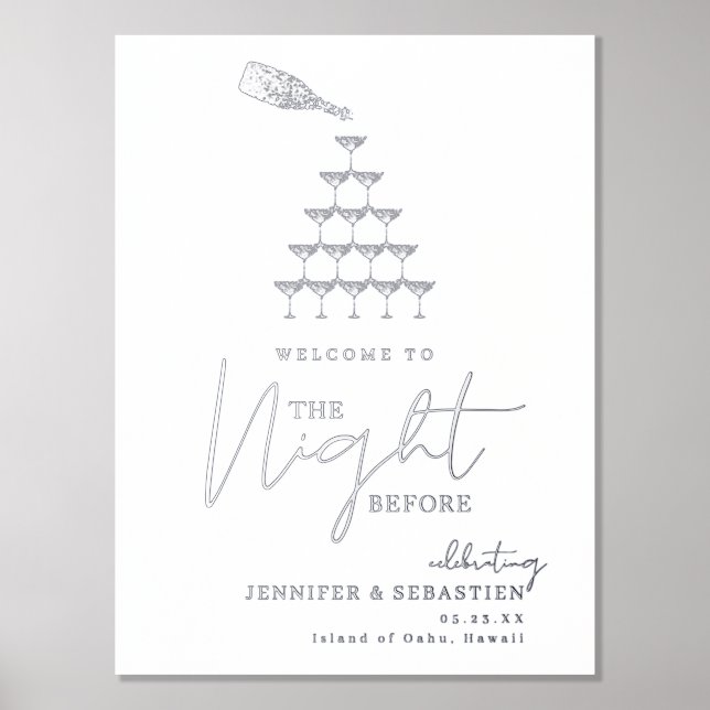 Champagne Night Before Wedding Rehearsal Dinner Foil Prints (Front)