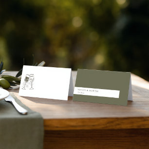 Champagne Olive wood Green Blank Wedding Place Card