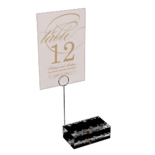Champagne on Black & White Bokeh Table Card Holder