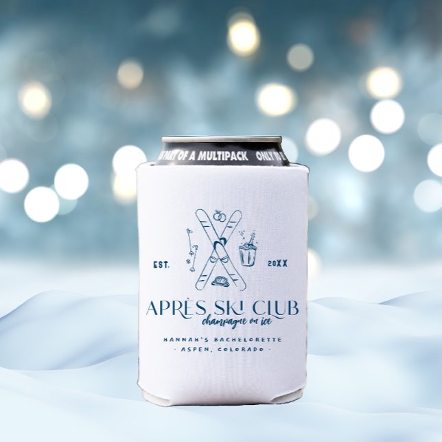 Champagne on Ice | Après Ski Winter Bachelorette Can Cooler (Creator Uploaded)