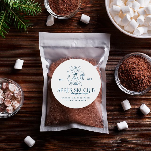 Champagne on Ice | Après Ski Winter Bachelorette Classic Round Sticker (Creator Uploaded)