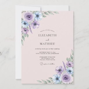 Champagne Orchid Leafy Wedding Invitation
