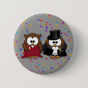 champagne owls pinback button