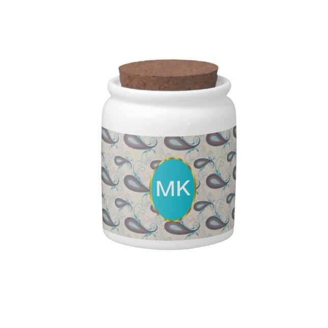 Champagne Paisley Pattern Candy Jar (Front)