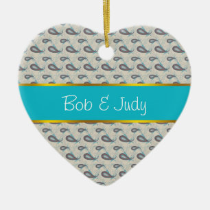 Champagne Paisley Pattern Ceramic Ornament