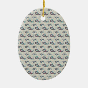 Champagne Paisley Pattern Ceramic Ornament