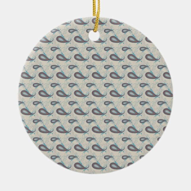 Champagne Paisley Pattern Ceramic Ornament (Front)