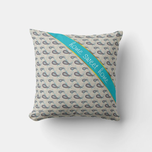 Champagne Paisley Pattern Throw Pillow (Front)
