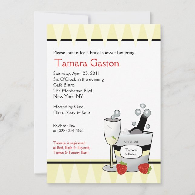 Champagne Party 5x7 Bridal Shower Invite (Front)