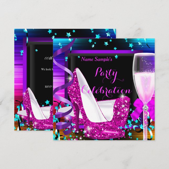 Champagne Party Any Occasion Celebration Invitation (Front/Back)