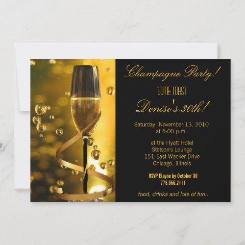 Champagne Party birthday invitation