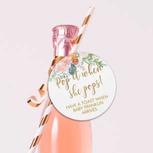 Champagne Party Favor Tags, Pop It When She Pops, Favor Tags