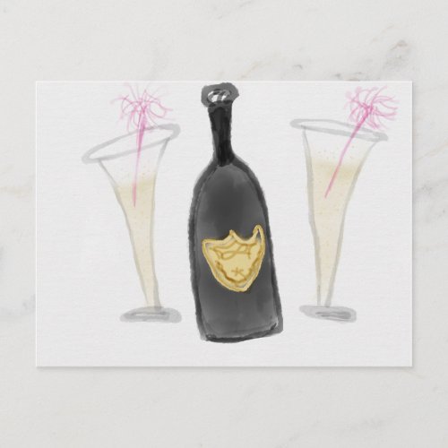 Champagne Party for 2 Invitation Postcard