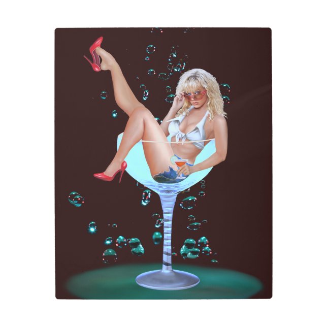 CHAMPAGNE PARTY GIRL METAL PRINT (Front)
