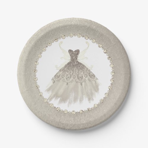 Champagne Party Glitzy Sparkle Gown Pixie Wings Paper Plates