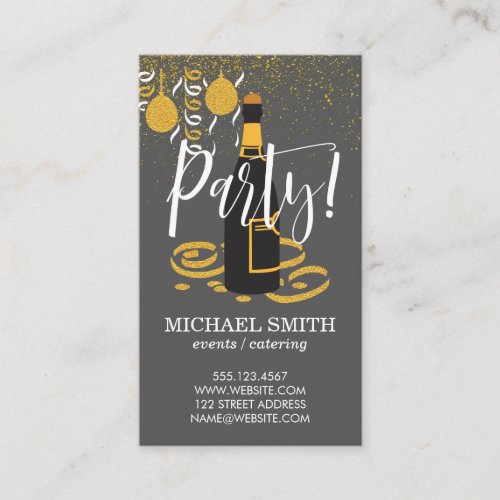 Champagne  Party Planner  Festive II Business Card