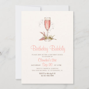 Champagne Peach Apricot Birthday Invitation