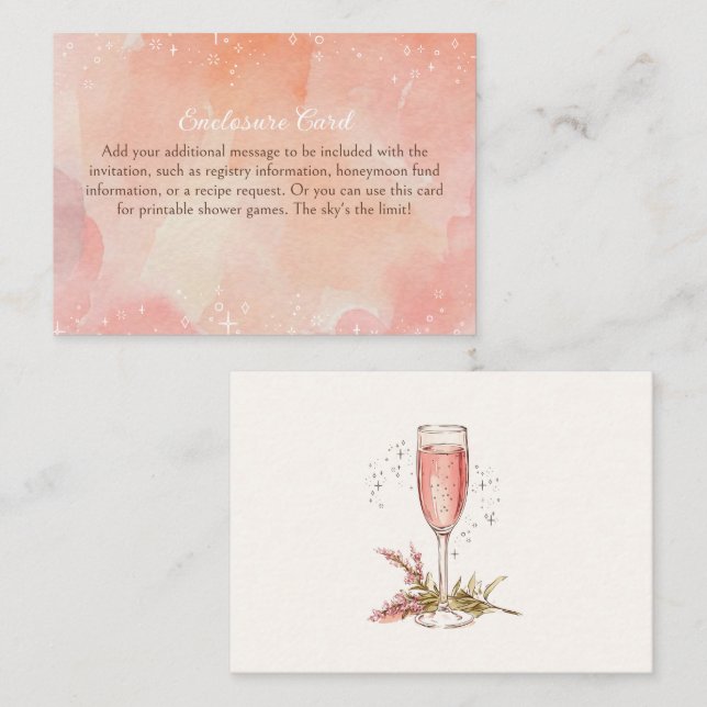 Champagne Peach Bridal Shower Enclosure Card (Front/Back)