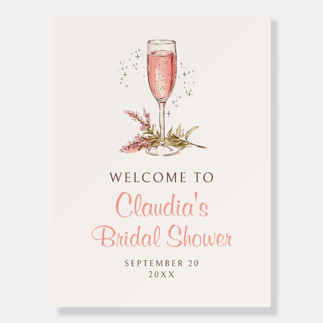 Champagne Peach Bridal Shower Welcome Sign (Front)