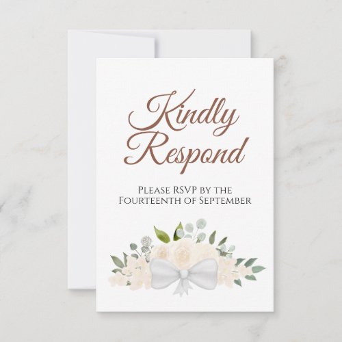 Champagne Peach Floral Kindly Respond Wedding RSVP Card