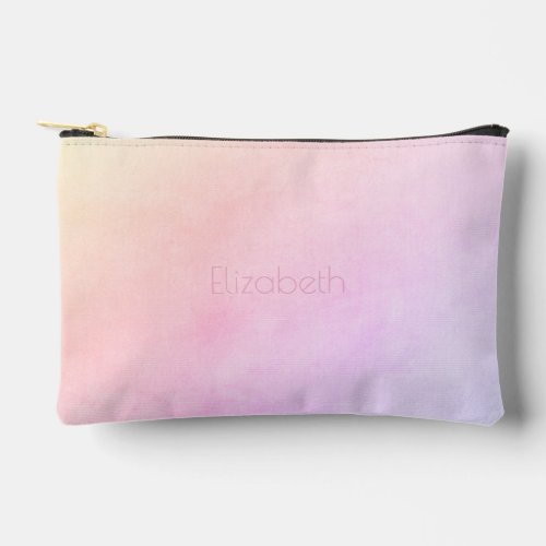 Champagne Peach to Purple Ombr with Name Accessory Pouch