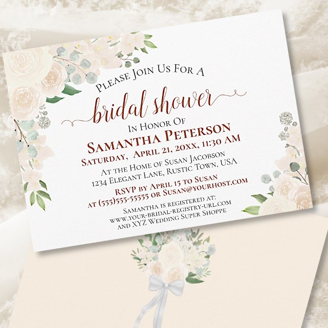 Champagne Peach Watercolor Floral Bridal Shower Invitation (Creator Uploaded)