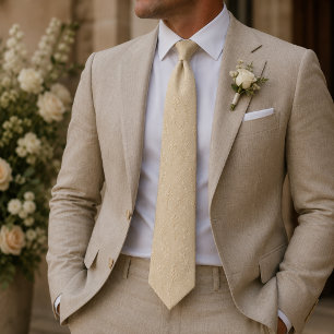 Champagne Pearl Botanical Jacquard Neck Tie