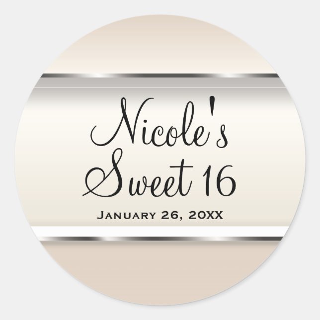 Champagne Pearl Shimmer Chic Wedding Party Favor Classic Round Sticker (Front)