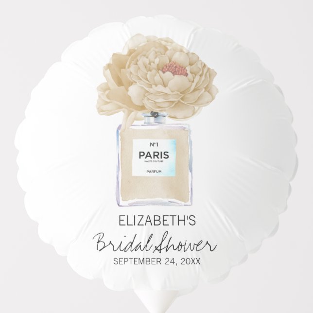 Champagne Peonies and Perfume Floral Bridal Shower Balloon (Front)
