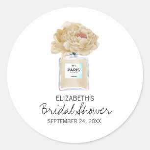 Champagne Peonies and Perfume Floral Bridal Shower Classic Round Sticker