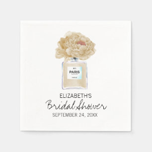 Champagne Peonies and Perfume Floral Bridal Shower Napkins