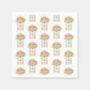 Champagne Peonies and Perfume Floral Bridal Shower Napkins