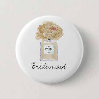 Champagne Peonies & Perfume Bridesmaid Button
