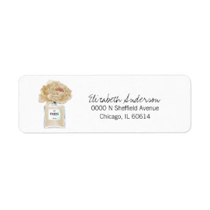 Champagne Peonies & Perfume Floral Bridal Address Label