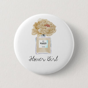 Champagne Peonies & Perfume Flower Girl Button