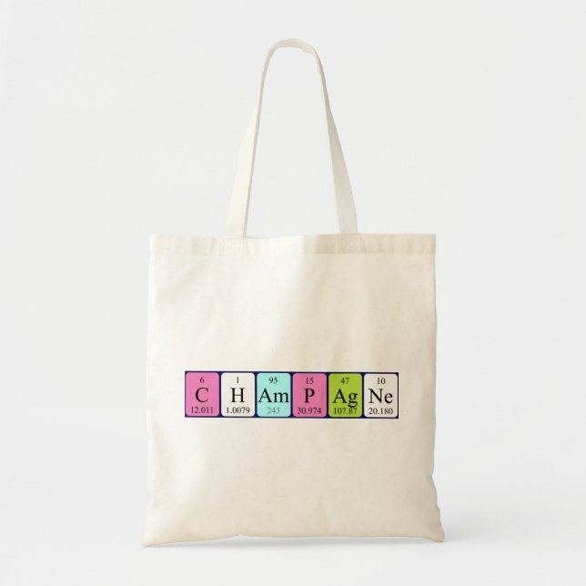Champagne periodic table name tote bag (Front)