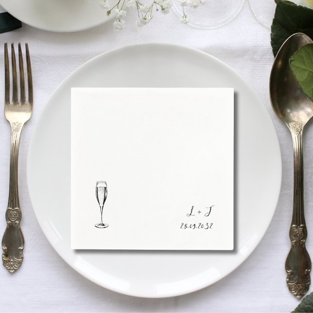 Champagne Personalized Monogram Wedding Paper Napkins (Creator Uploaded)