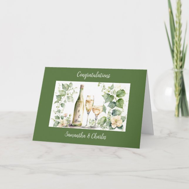 Champagne Personalized Wedding Greeting Card (Front)