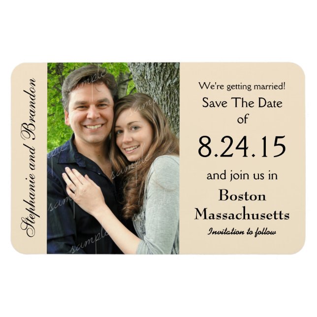 Champagne Photo Magnet Wedding Save the Date (Horizontal)