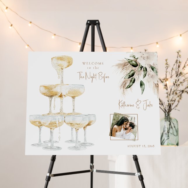 Champagne Photo The Night Before Welcome Sign (In Situ (Stand))