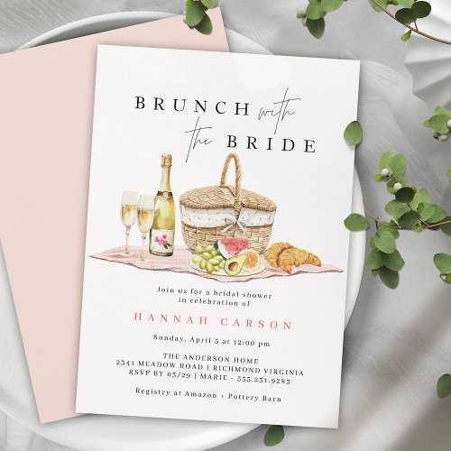 Champagne Picnic  Cute Bridal Shower Brunch Invitation