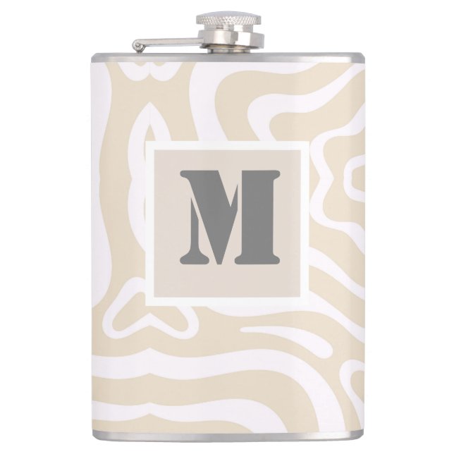 Champagne Pink Abstract Wave Pattern Flask (Front)