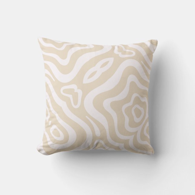 Champagne Pink Abstract Wave Pattern Throw Pillow (Front)